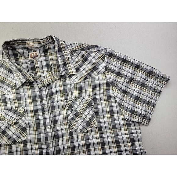 ELY CATTLEMAN Big Man 3X Plaid Short Sleeve Pearl Snap Button Down Shirt Gray - Picture 3 of 10